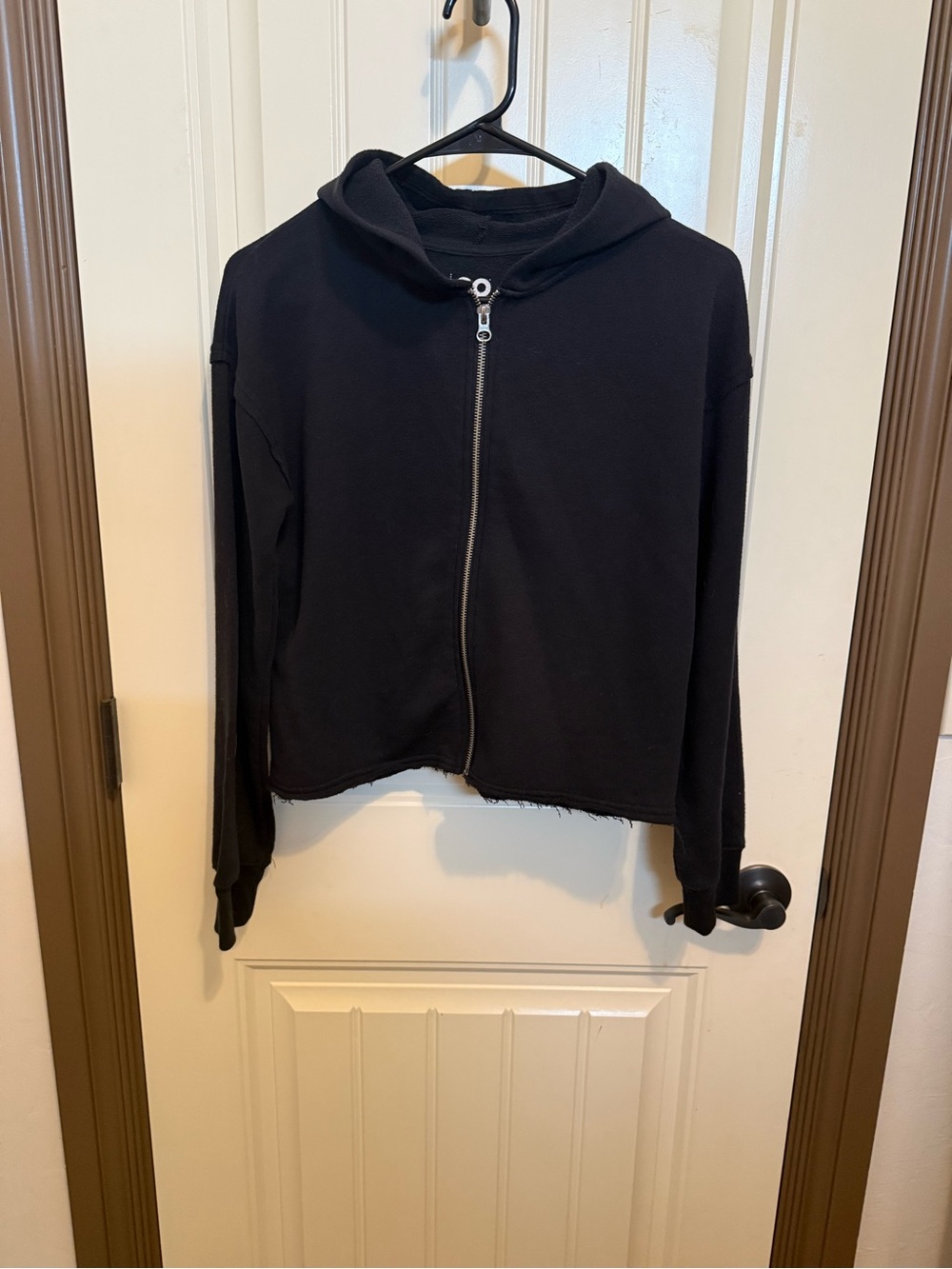 Black Zip-Up Hooded Jacket - Girls